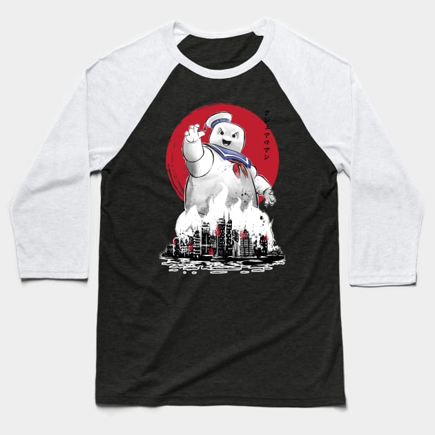 Marshmallow man sumi-e Baseball T-Shirt by DrMonekers